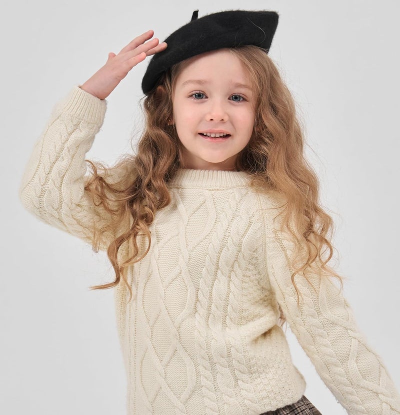 ZLYC Wool Kids Beret Hat Girls Solid Color Artist French Beret Cap - Image 3